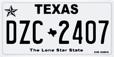 TX license plate DZC2407