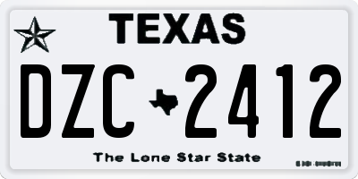 TX license plate DZC2412