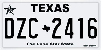 TX license plate DZC2416
