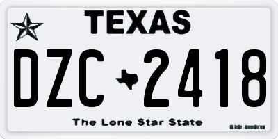 TX license plate DZC2418
