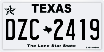 TX license plate DZC2419