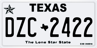 TX license plate DZC2422