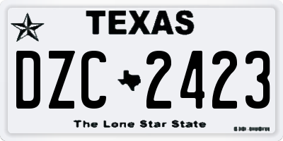 TX license plate DZC2423