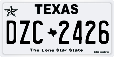 TX license plate DZC2426