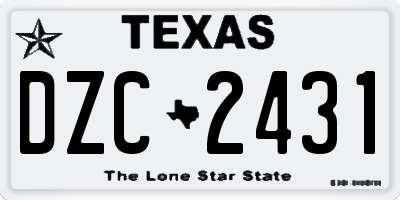 TX license plate DZC2431