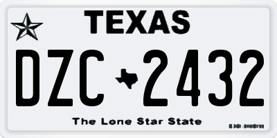 TX license plate DZC2432