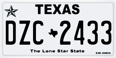 TX license plate DZC2433