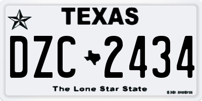 TX license plate DZC2434