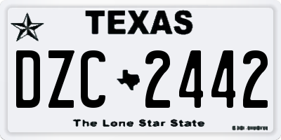 TX license plate DZC2442