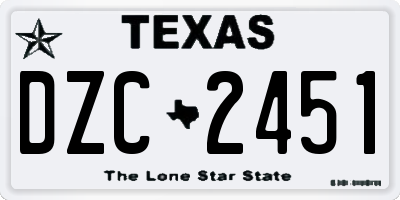 TX license plate DZC2451