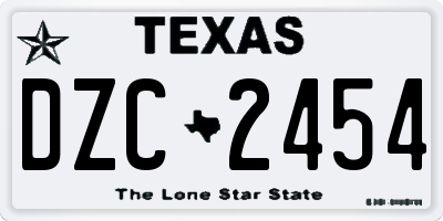 TX license plate DZC2454