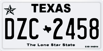 TX license plate DZC2458