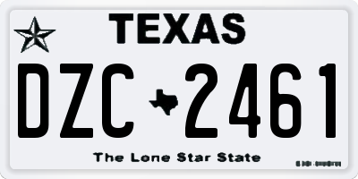 TX license plate DZC2461
