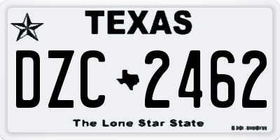 TX license plate DZC2462