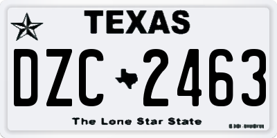 TX license plate DZC2463