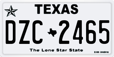 TX license plate DZC2465