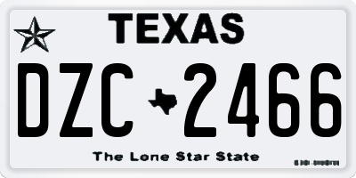 TX license plate DZC2466