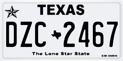 TX license plate DZC2467