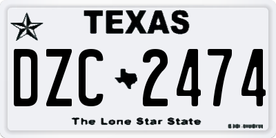 TX license plate DZC2474