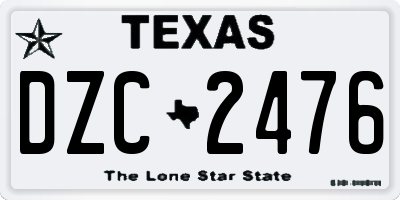 TX license plate DZC2476