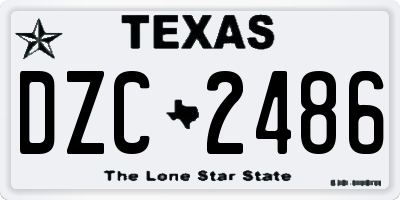 TX license plate DZC2486