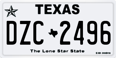 TX license plate DZC2496
