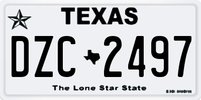 TX license plate DZC2497