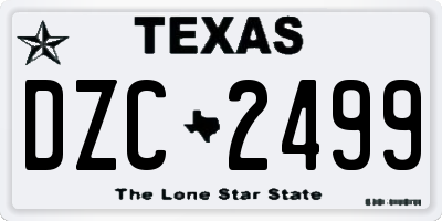 TX license plate DZC2499