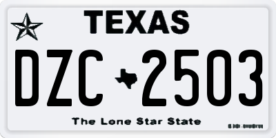 TX license plate DZC2503