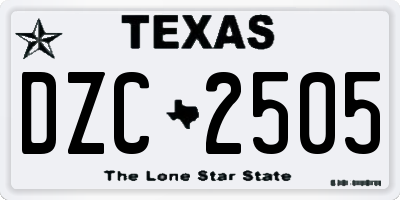 TX license plate DZC2505