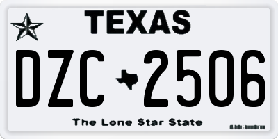 TX license plate DZC2506