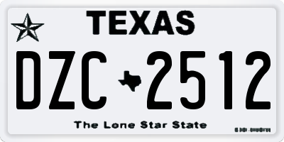 TX license plate DZC2512