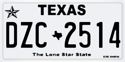 TX license plate DZC2514