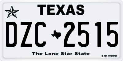 TX license plate DZC2515