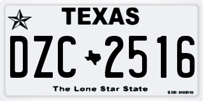 TX license plate DZC2516