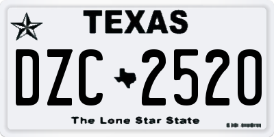 TX license plate DZC2520