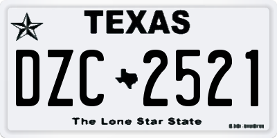 TX license plate DZC2521