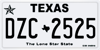 TX license plate DZC2525