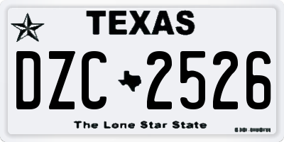 TX license plate DZC2526