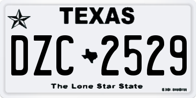 TX license plate DZC2529