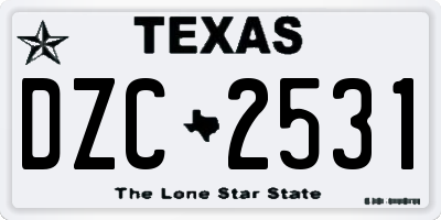 TX license plate DZC2531