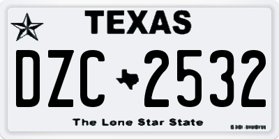 TX license plate DZC2532