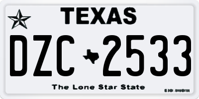 TX license plate DZC2533