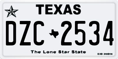 TX license plate DZC2534