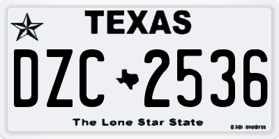 TX license plate DZC2536