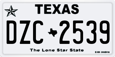 TX license plate DZC2539