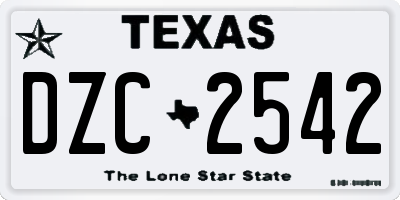 TX license plate DZC2542