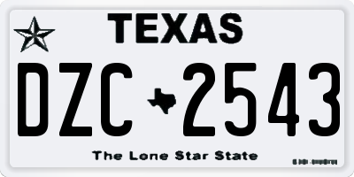 TX license plate DZC2543