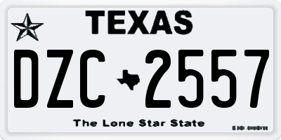 TX license plate DZC2557