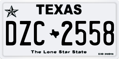 TX license plate DZC2558